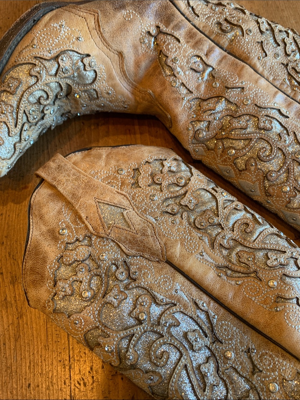 Corral Tan Leather Handcrafted Glitter Boot - Picture 14 of 16